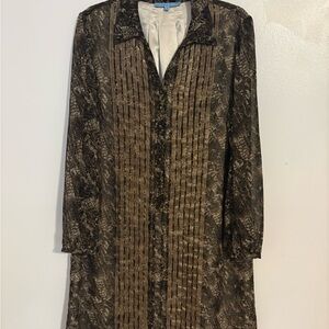 ANTONIO MELANI Brown Textured Long Sleeve Dress